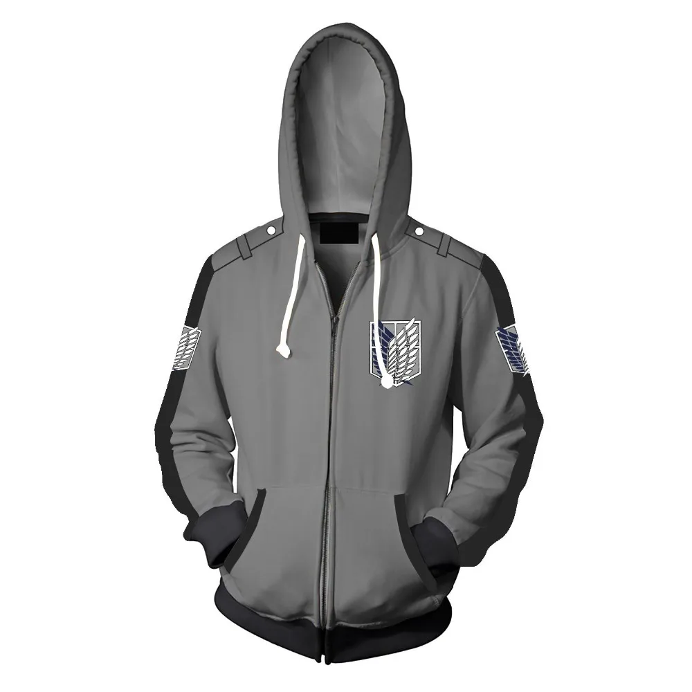 Cosplay&ware Anime Attack On Titan Hoodie Jacket Shingeki No Kyojin Legion Eren Cosplay Costume Party Sportswear Thin Zipper Hoodies -Zentai shop online