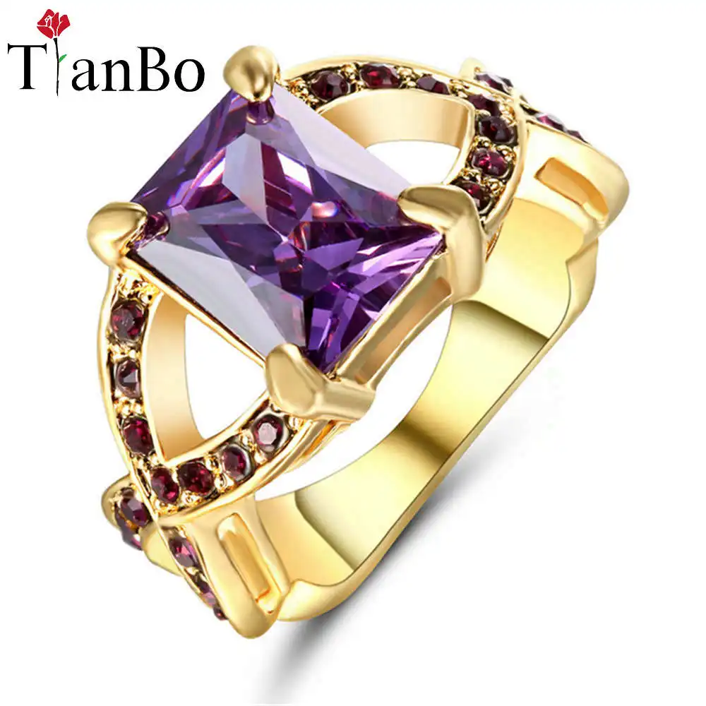 Модные превосходные ювелирные изделия TianBo фиолетовый/прозрачный циркон золотой