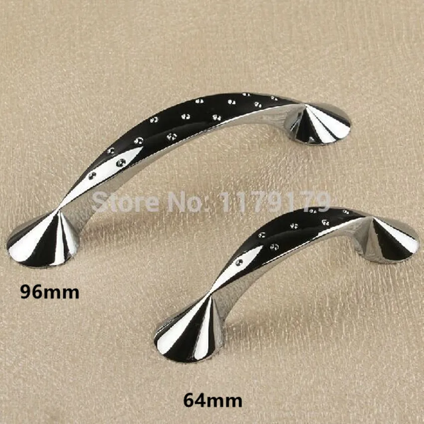 

96mm 64mm modern simple fashion furniture handles shiny silver drawer cabinet pulls knobs chrome dresser door handles 2.5" 3.75