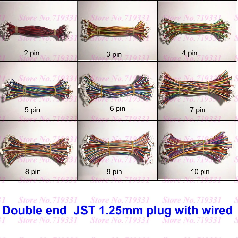 

100pcs Micro Mini JST 1.25mm 2/3/4/5/6/7/8/9/10p Double End Connector with wired Female 150mm