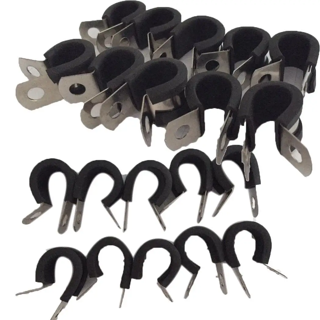 

12mm R-type Fixed Pipe Clamp Rubber Shock Absorber Pipe Clamp Wire Black Kit Clamp 0.01kg