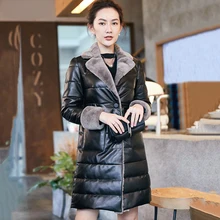 Пуховик из натуральной овчины, женская зимняя меховая куртка, Толстая теплая куртка средней длины,, новинка, Феникс 0616E