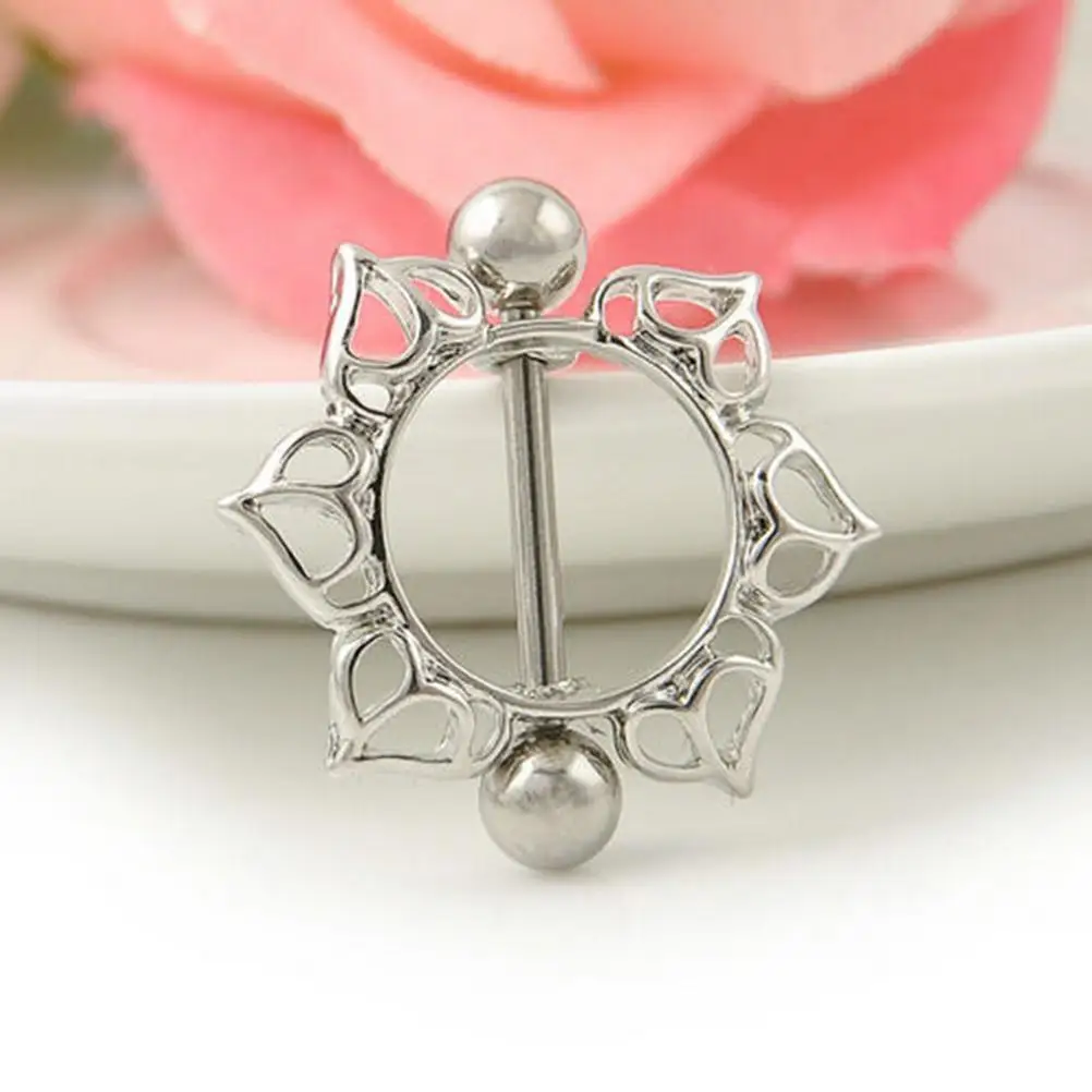 Sexy Flower Nipple Rings Piercing Body Jewelry Stainless Steel Belly