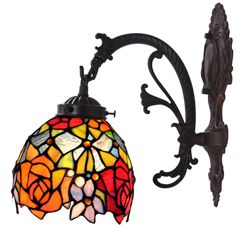 Витражное стекло один светодиодный бра настенный светильник Wandlamp цветок роза