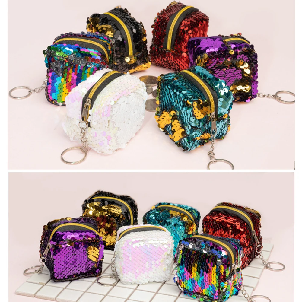 

Women Sequins Mini Flamingo Coin Purse coin wallet Small purse Mini Backpack Keys Pouch Card Holder Earphone Bags Kids Gift