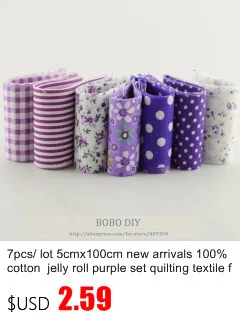 Teramila New Arrivals Colorful Design 7 PCS / Lot 9CMx50CM Sewing Material Cotton Jelly Rolls Strips Plain Fabric Patchwork