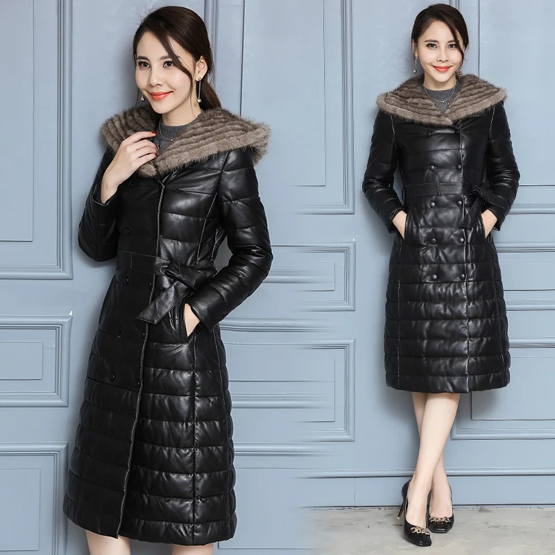 Autumn Winter Parkas Women Hooded 2018 High Imitation Mink Fur Collar Winter Jackets Women Cotton Plus Size Long Female Coats
