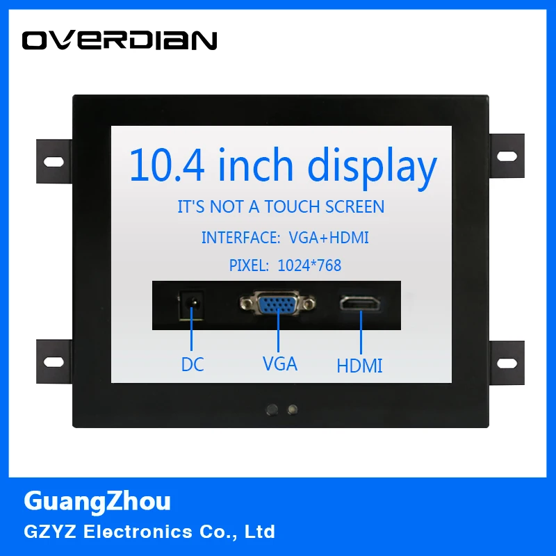 

10.4/10"VGA/HDMI interface Non-touch Screen Industrial Monitoring Machines Metal Shell Embedded Lcd Monitor1024*768 Hanger Fixed