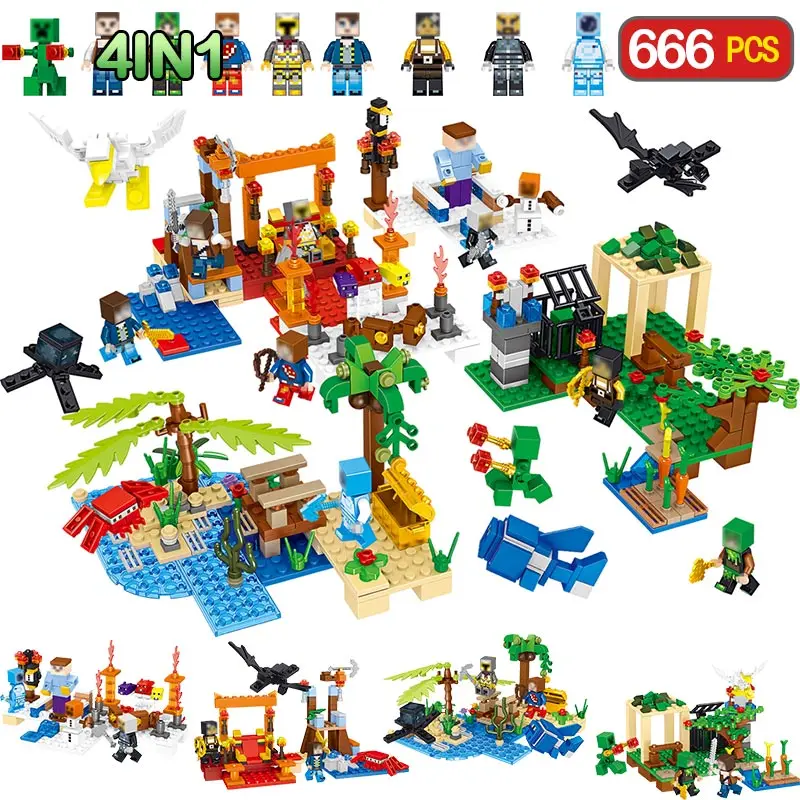 

My World Seaside Resort Village Compatible LegoING Minecrafted Module Designer Educational Bricks Toys for Children Gift