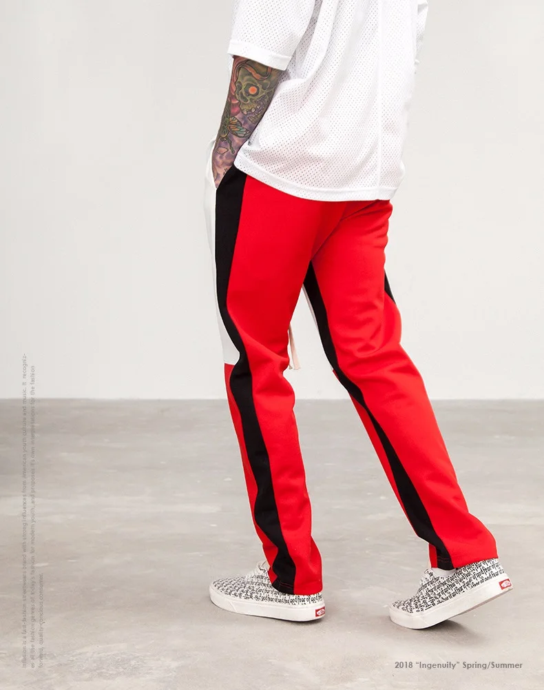 Высокая улица мужчины лоскутное Штаны винтажные Боковая молния уличная пот Штаны Канье Уэст мужские Джоггеры в стиле хип-хоп повседневные