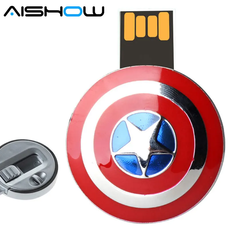 

usb flash drive New listing Captain America Shield pendrive U Disk 4G 8G 16G 32G USB Flash 2.0 Memory Drive Stick u disk