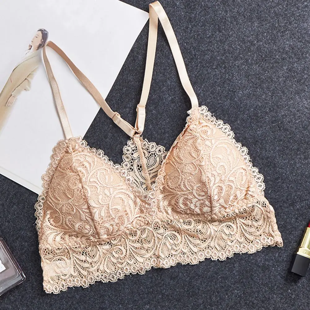

New Fashion Breathable Wireless Bras Women Sexy Summer Lace Bralette Push Up Bra Y-line Straps Backless Bras High Quality