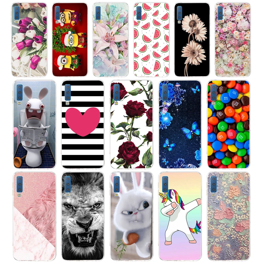 

S Case For Samsung Galaxy A7 2018 Phone Cover Silicone Colorful Printing Back Case Cover For Samsung A7 2018 A750 A750F 6.0 Inch