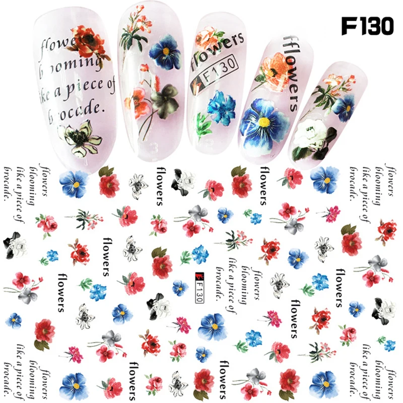

1 Sheet Laser Line Nail Stickers Colorful Flower Stickers of Nail Simple Style Nail Decoration Manicure Nail Art Stickers LDG