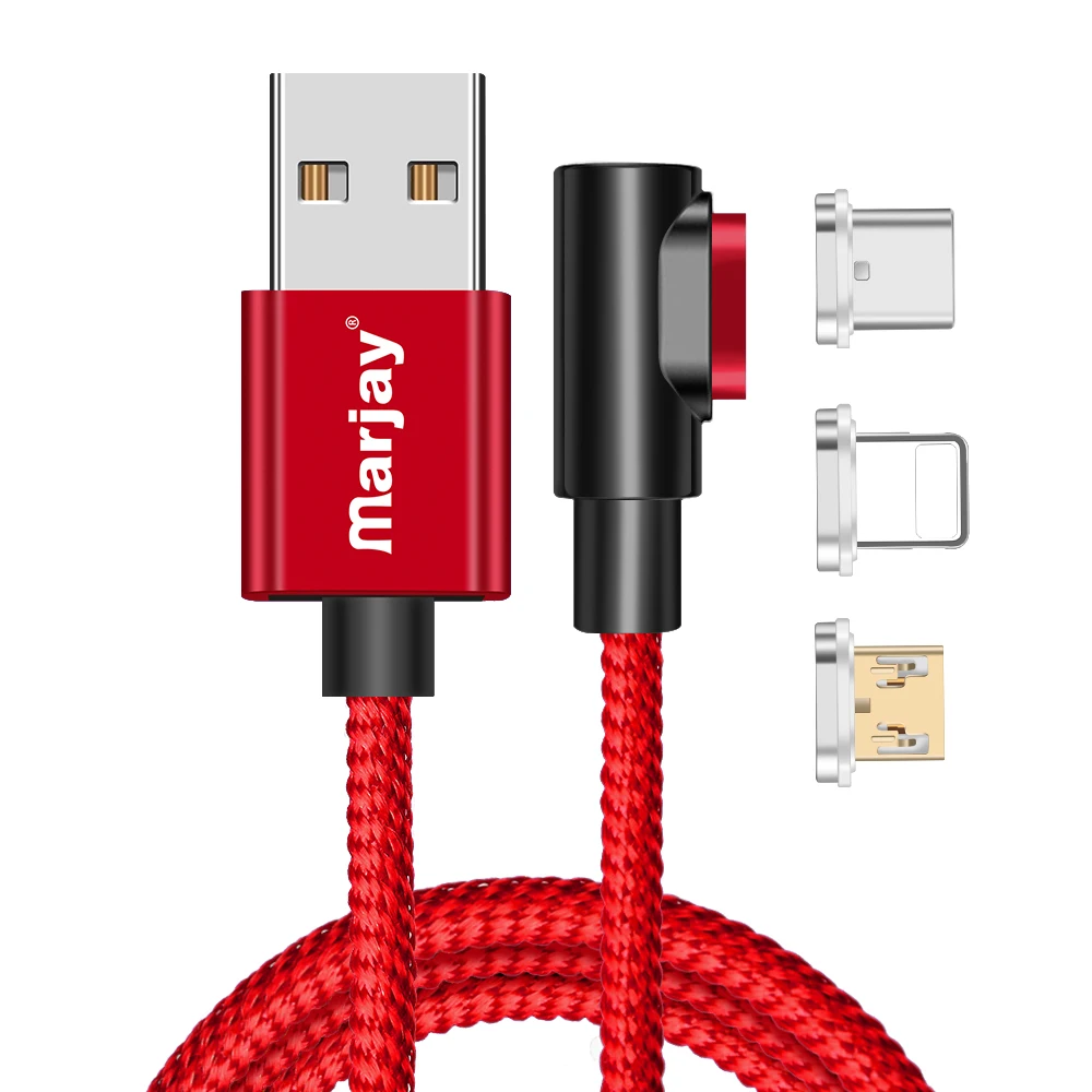 Магнитный кабель Marjay, 90 градусов, Тип C, Micro USB C, быстрая зарядка, Microusb type-C, магнитное зарядное устройство, usb c, зарядный Шнур для iphone 7, 6