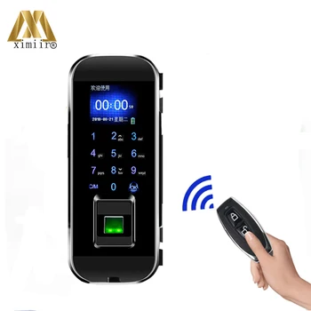 

1000Users No Drill Security Biometric Fingerprint Door Lock XM-100 For Glass Door Password Door Lock With ID Cards Voice Guide