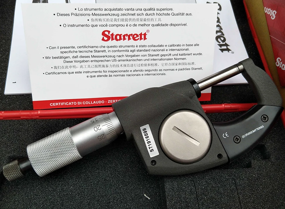 STARRETT 796.1MXRL-25 диапазон измерения 0-25 мм/0,001 мм электронный наружный микрометр без вывода-метрический только Быстрая