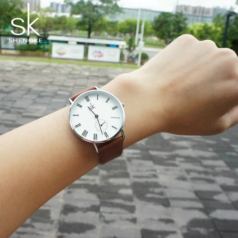 Часы наручные Shengke женские кварцевые с кожаным ремешком 2019|gift gifts|gift womengifts watch |