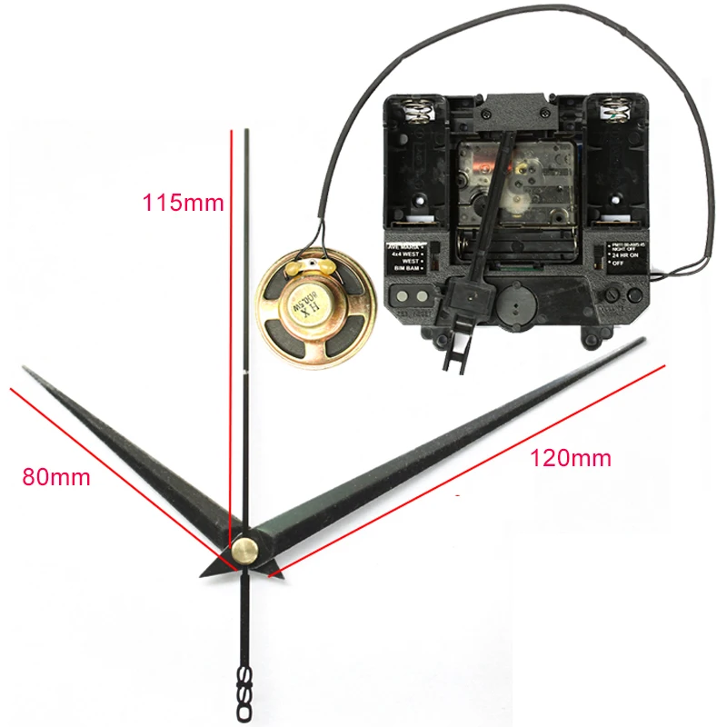 

R Silent Movement with Music Chime Box Plastic Quartz mechanism with 2# hands Pendulum drive units DIY Clock Accessory Kits