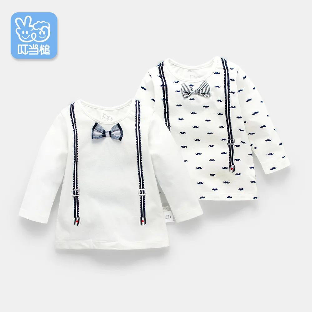 

Dinstry Spring New boys t shirt short sleeve gentleman bowknot funny t shirts kids clothes