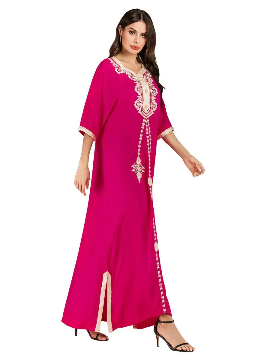 Летнее женское длинное платье с вышивкой мусульманский кафтан абайя исламский кафтан халат платье плюс размер этнические арабские платья свободные винтажные Новые