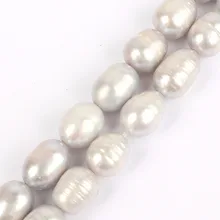 Fashion natural 7-8mm Oval Shape Grey pearl beads necklace For Women Girl freshwater pearl necklace jewelry making diy