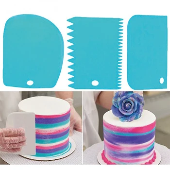 

3PCS/Set High Quality Colorful Multifunctional Irregular Teeth Edge DIY Cream Scraper Set Cake Mold Kitchen Tools