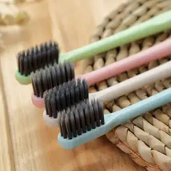 Пшеничная солома зубная щетка для чистки зубов мягкая тонкая бамбуковая щетка для щетка с древесным углем щетка для взрослых детей зубная