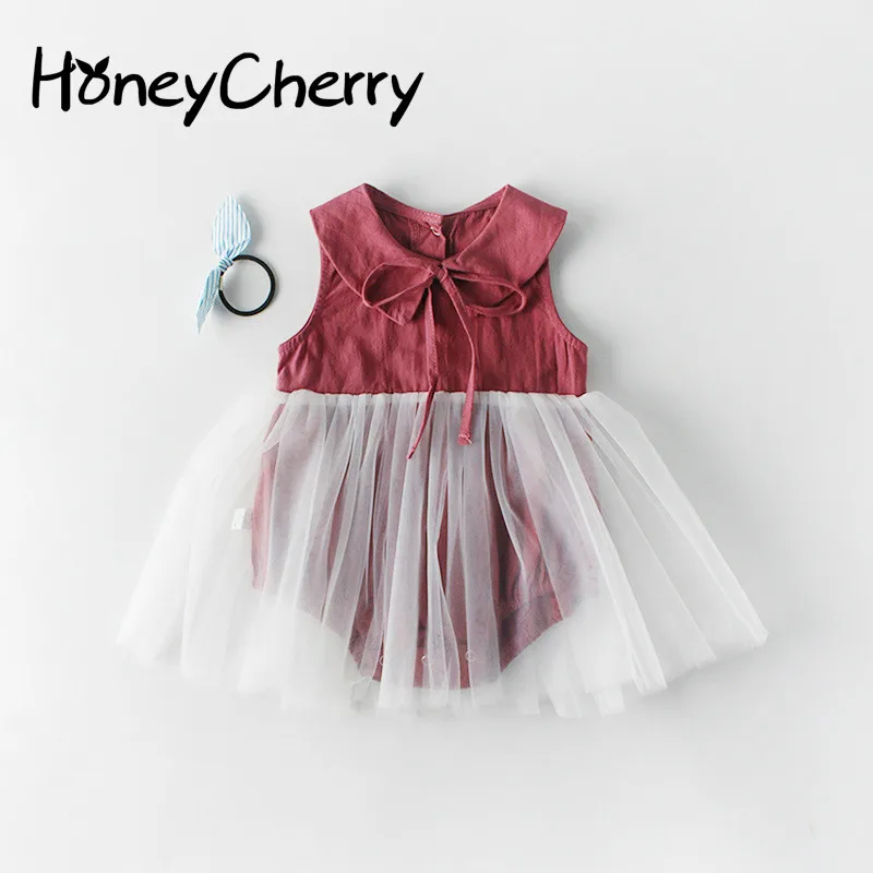 

New Jumpsuit Summer Baby Sleeveless Doll Necklace Yarn Triangular Happy Skirt In 2020 Baby Bodysuits Baby Girl Clothes