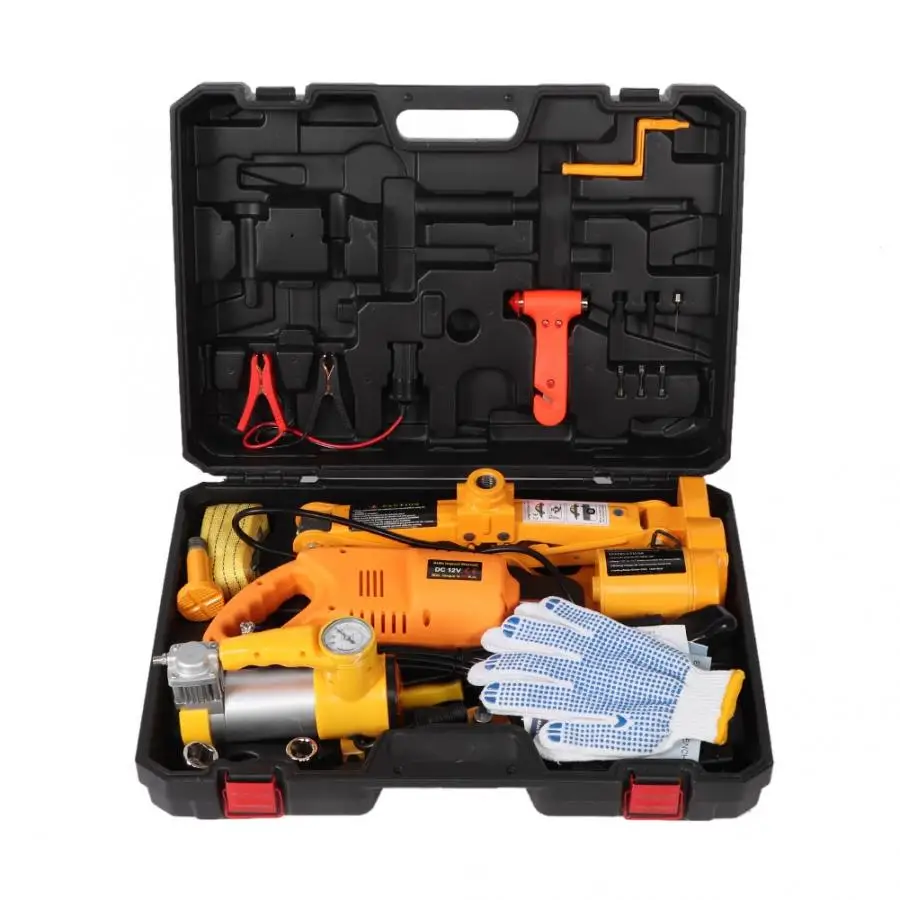 

car pump 12V 3 Tons 42CM Electric Scissor Jack Tire Air Pump Electric Wrench Tyre Remover Set car accessories