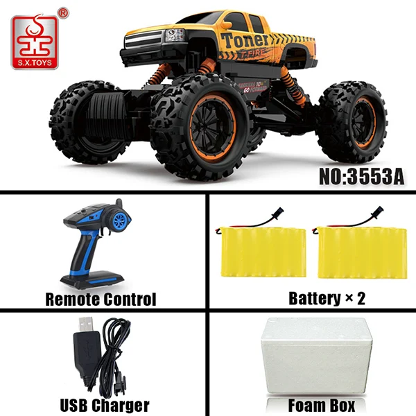 S. X. TOYS Радиоуправляемая машина 4WD 2,4 GHz Радиоуправляемая машинка на дистанционном управлении, 4 резиновых колеса, радиоуправляемая машина, 1:12 модель детских игрушек - Цвет: 3553A Yellow Set 2