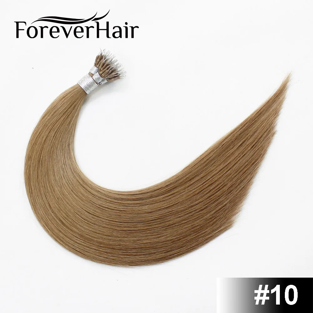 FOREVER HAIR Straight Remy человеческие нано-Кольца для волос для наращивания 0,8 г/локон 1" 18" 2" платиновый блонд Европейский микро бисер 50 шт - Цвет: #10