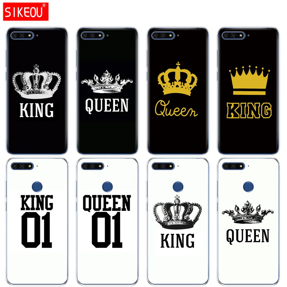 

Silicone Cover Phone Case For Huawei Honor 7A PRO 7C Y5 Y6 Y7 Y9 2017 2018 Prime king queen couple