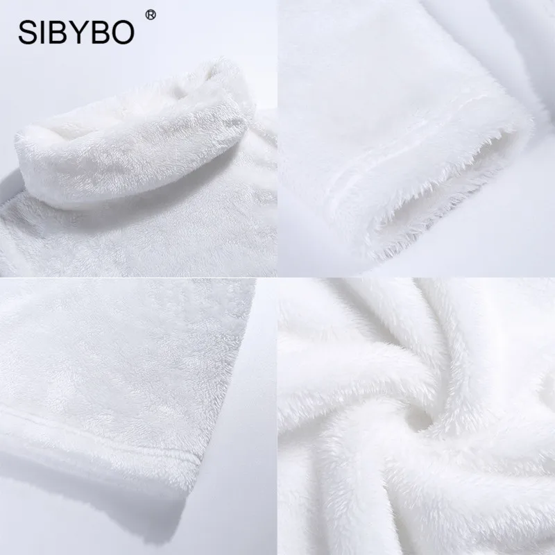 Женское мини платье SIBYBO Осеннее облегающее с высоким воротом и длинным рукавом