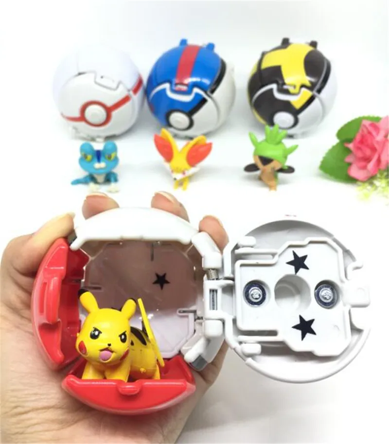 7cm Poke ball Figures Toys ABS Poke ball Action Figure Pokeball Figures Super Master Pop-up Toy for Children Gifts DBP519