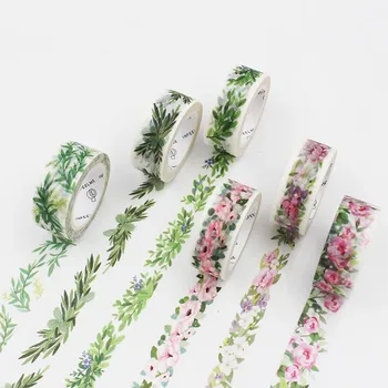 

Washi Tape Comics Characters & Green Plants Diy Craft Scrapbooking Decorative Masking Tapes Cute Japanese Stationery