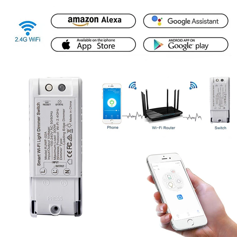 Умный голосовой контроль Diy Wifi диммерный модуль выключатель света беспроводной пульт управления Автоматизация дома 110-240 В Работа с Googel Home Alexa
