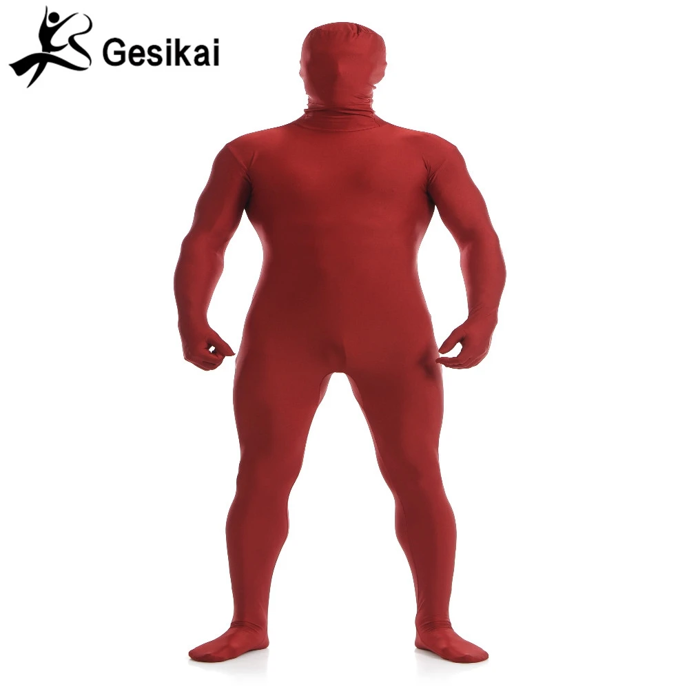 Gesikai Men's Full Bodysuits Spandex Lycra Zentai Suit Custom Second