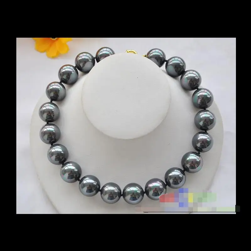 

HUGE 20MM Black SOUTH SEA SHELL PEARL NECKLACE 17
