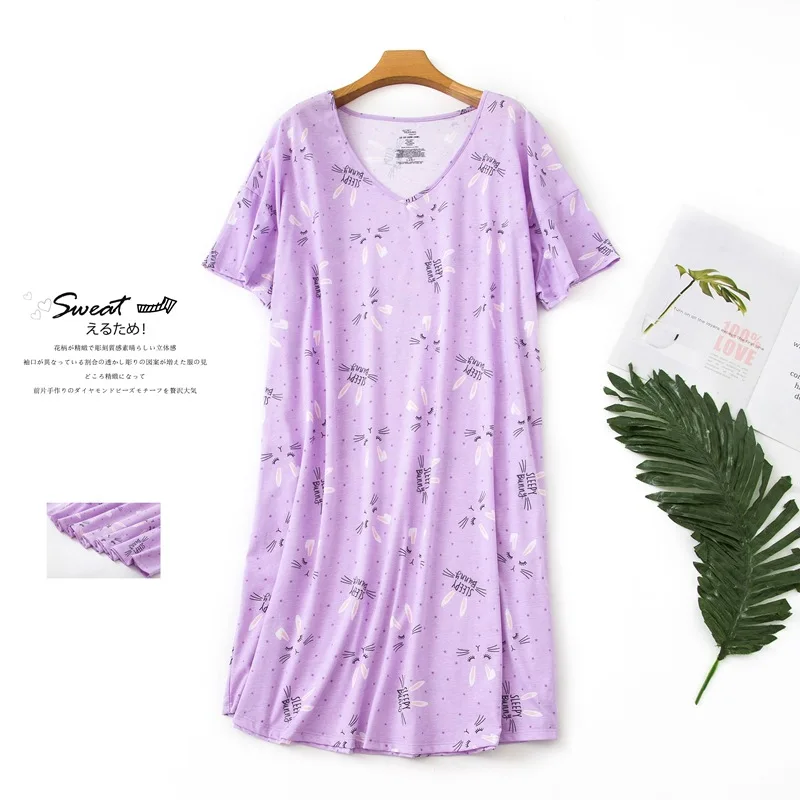 Brand Designer Homewear women nightgowns women nightdresses sleeping dress Women Casual Cartoon Nightgown Ladies Cotton Nightdress Female Round Collar Sleep Dress