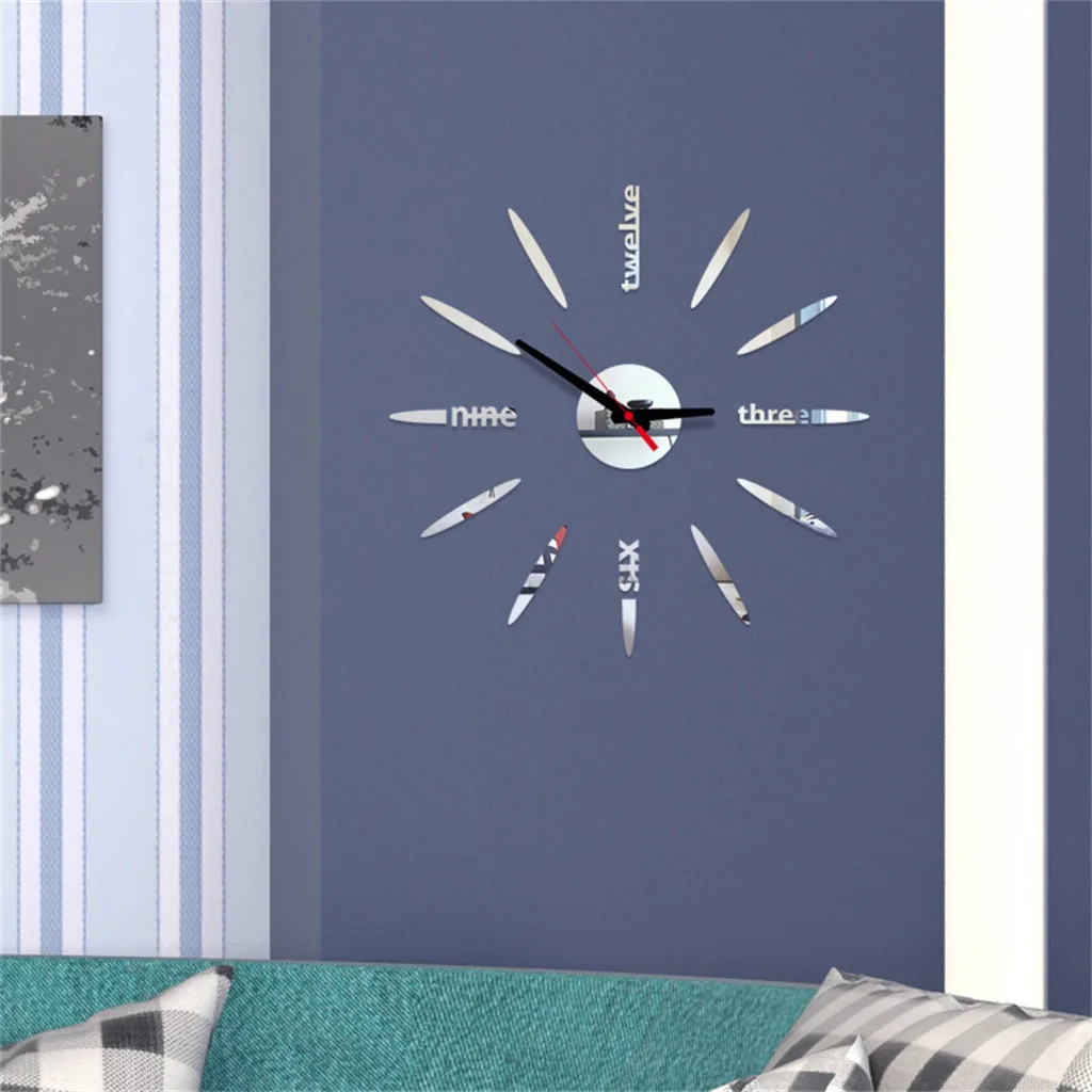

3D DIY Roman Numbers Fashion Watches Acrylic Mirror Wall Sticker Clock reloj de pared For Living Room Quartz Needle Home Decor