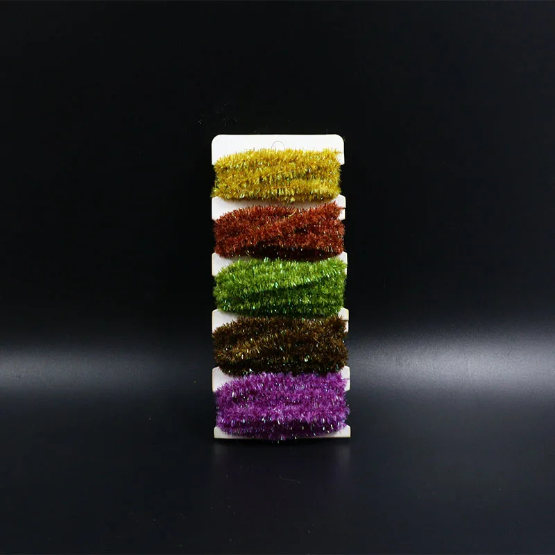 5yards card ice dub chenille yarn for wooly bugger fly tying 5colors assorted sparkling Chenille bass flies fly tying materials - Цвет: 5 dark colors card