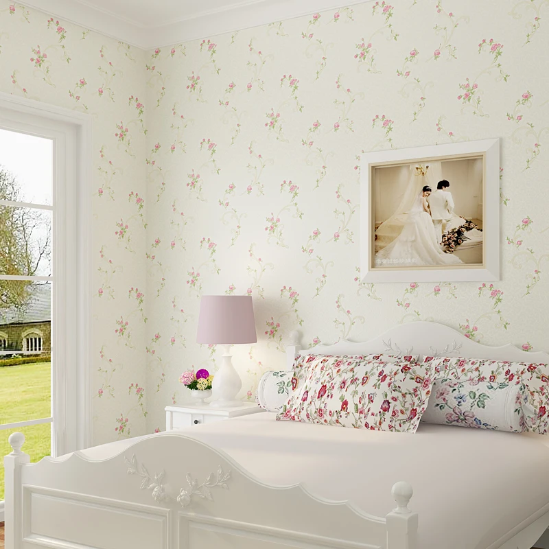 

3D Non-woven Pastoral Floral Wallpaper Wall Covering Roll Bedroom Living Room TV Background Mural Wall Papers Home Decor Pink