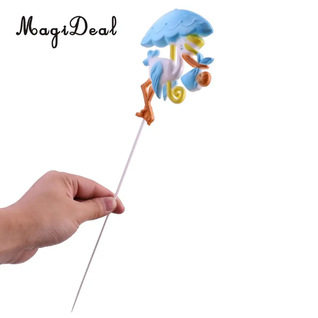 Magideal 12pcs Lot Boy Girl Baby Shower Stork Cake Topper Table