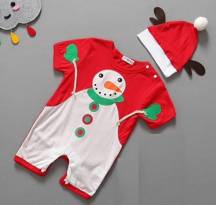 Детский hooyi комплекты одежды на Рождество для мальчиков комбинезон+ шапочка, одежда для детей костюм из одного предмета одежда красные костюмы