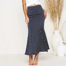 Женская облегающая юбка для свиданий на каждый день, сексуальная юбка миди с эластичной резинкой на талии, милые вечерние платья в горошек, шоппинг