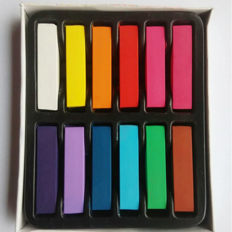 Hot Sale 1 SET 12 Colors Non-toxic Hair Chalk DIY Easy Temporary Salon Colors Hair Chalk Dye Soft Hair Pastels Kit Hair Beauty