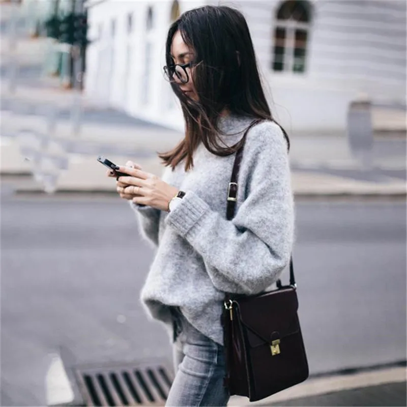 Womens Sweaters Winter Tops Turtleneck Sweater Women Grey Popular Pullover Jumper Knitted Sweater Pull Femme Sweater