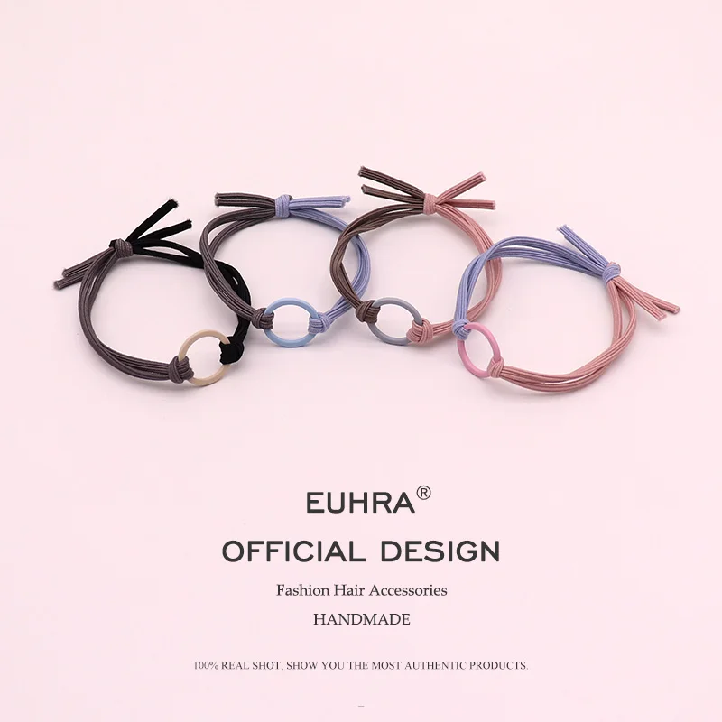 

EUHRA 4 Colors Elastic Hair Bands Metal Hoop Iron Ring High Elasticity Women Girls Children Fashion Scrunchie Hair Accessories