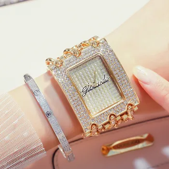 

New Original Women's Watch Gold Luxury Brand 2019 Fashion Quartz Wristwatches Rhinestones Ladies Bracelet Watches Gift for Women